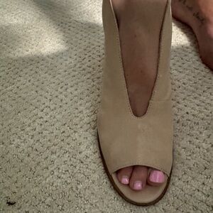Beige faux leather Peep-Toe Women's Heels